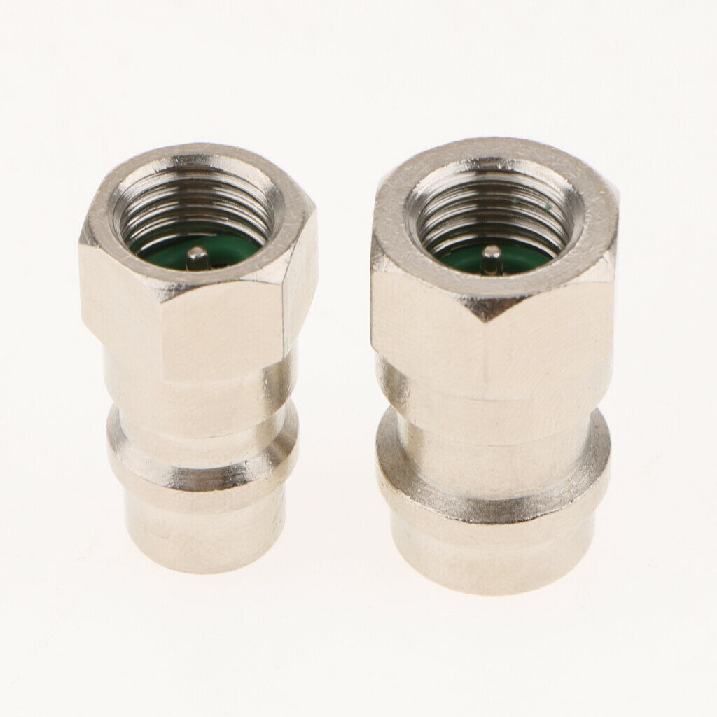 2pcs 1/4SAE A/C Charging Port Adapters Hi/ Low Retrofit R12 R22 to R134a