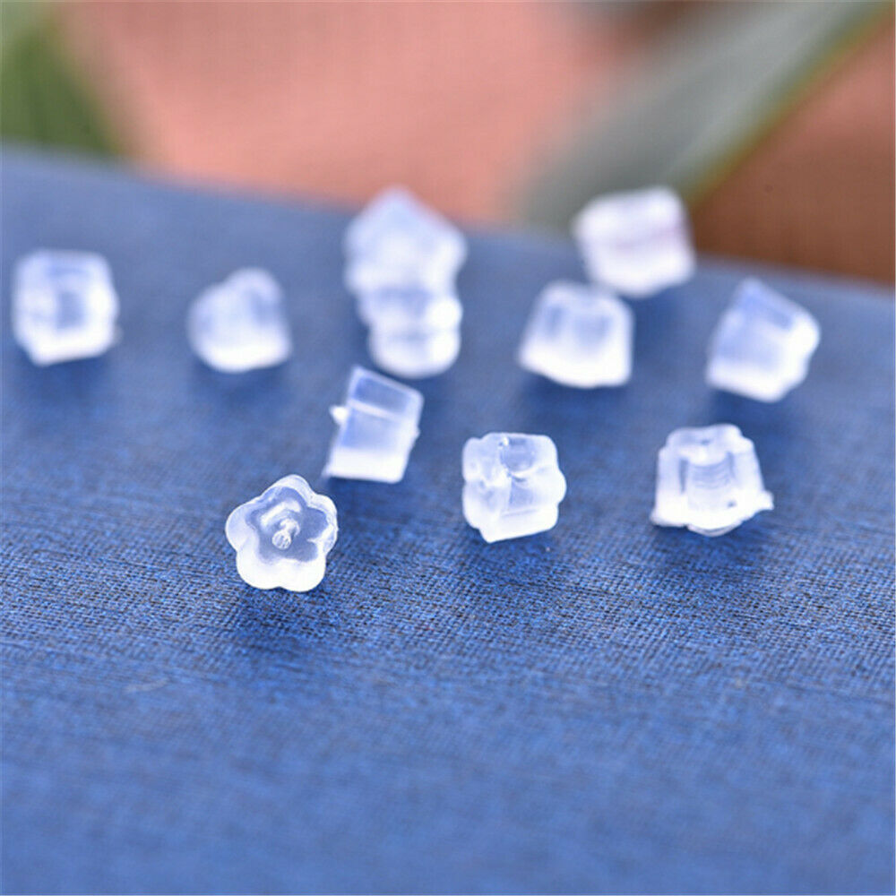 500-pack Silicone Earring Backs Flower Shaped Safety Back Stoppers Ear Post Nuts