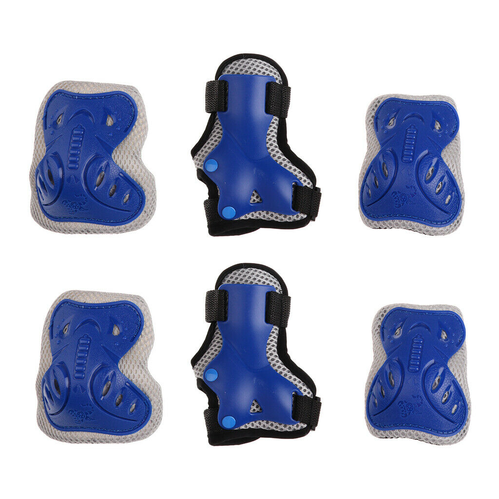 Outdoor Children Knee Elbow Wrist Pads Protection Gear Blue S for Age 3-8