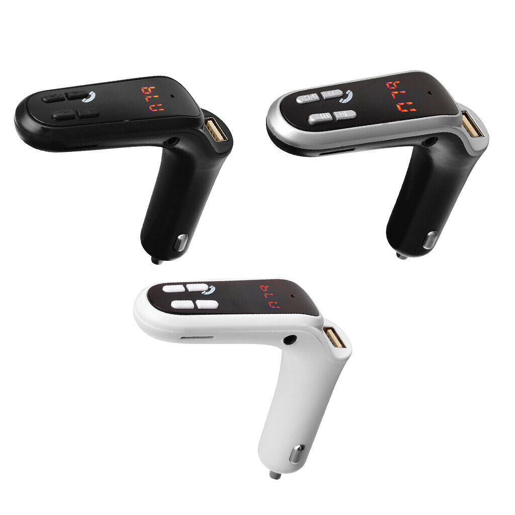 Wireless Bluetooth Car Kit FM Transmitter MP3 Player with USB Charger White