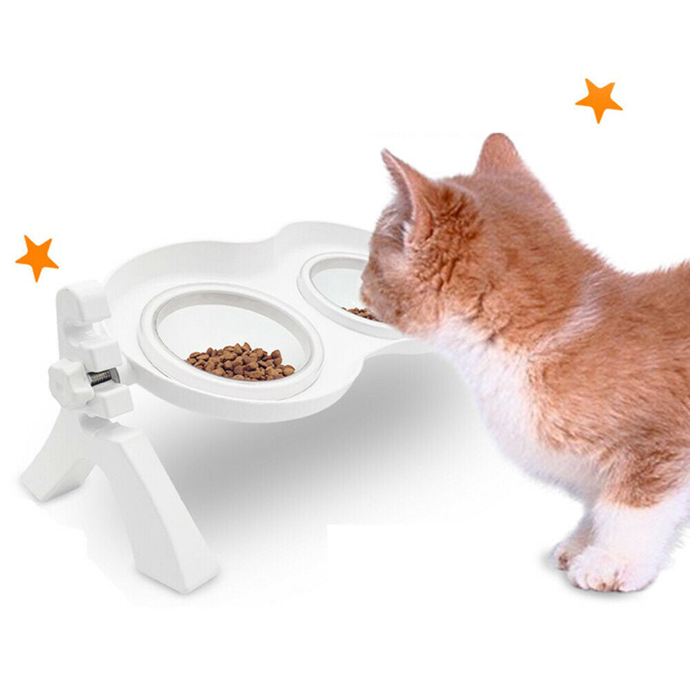 Elevated Pet Dog Cat Bowls Double Pet Feeders Adjustable Food Water Bowl