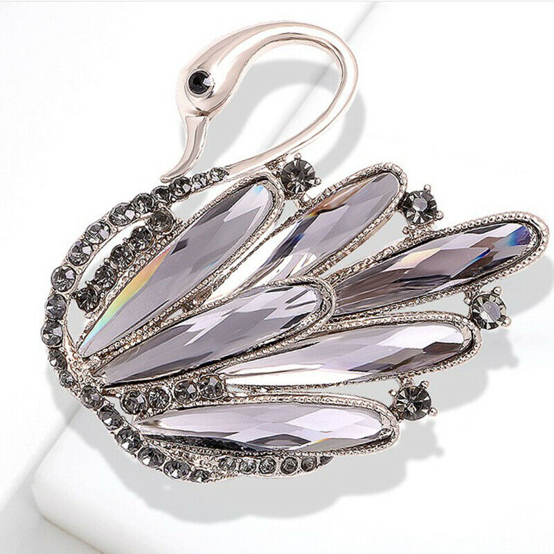 1pc Rhinestone Crystal Swan Pins and Brooches for Women Swan Animal Broo.l8