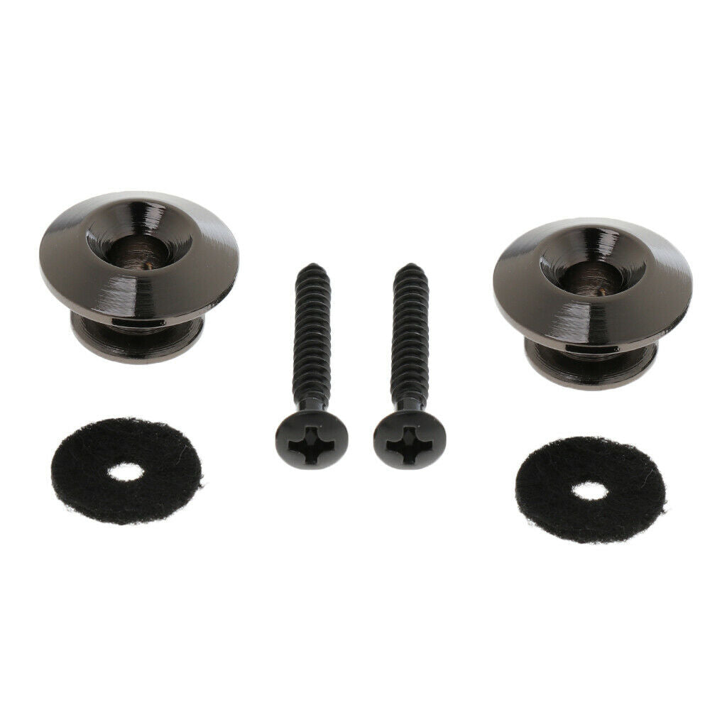 2 Pcs Guitar Strap Lock Nut Screws Set Ukulele Replacement Accessory Black