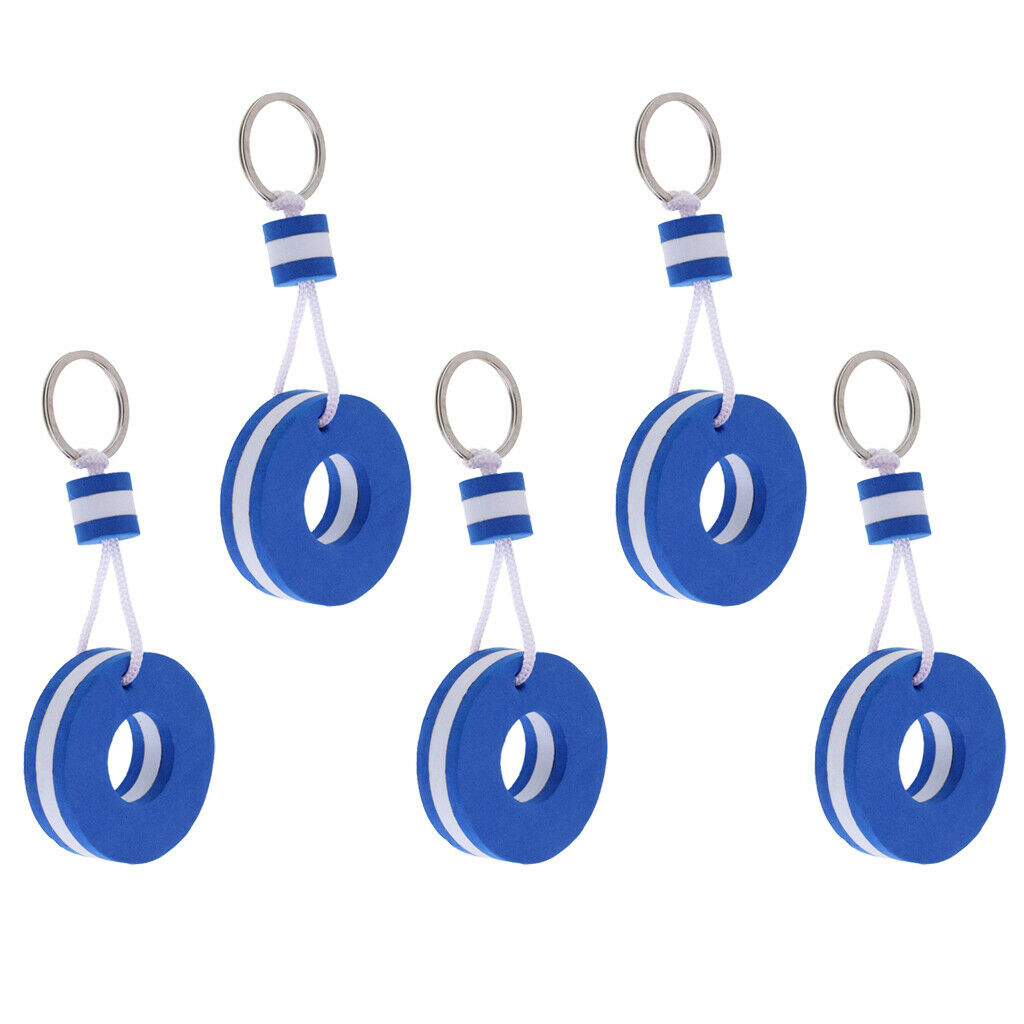 5 Pieces Yachting Boating Floating Key Chain Key - Buoy Shape Blue