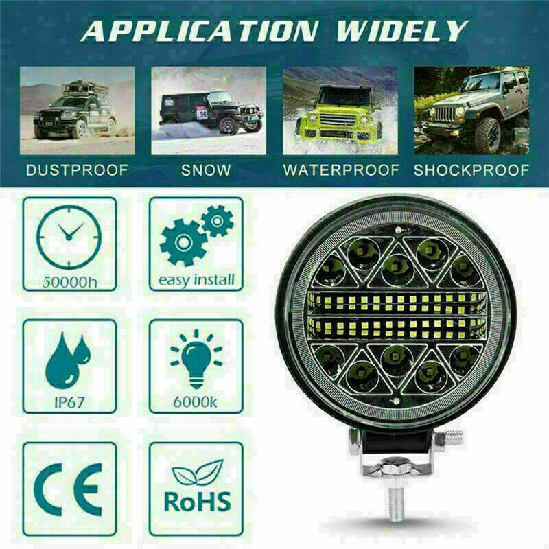 2pc LED Work Light Bar 4WD Off Road Boat SPOT Flood Driving Fog Lamp 4"inch 102W
