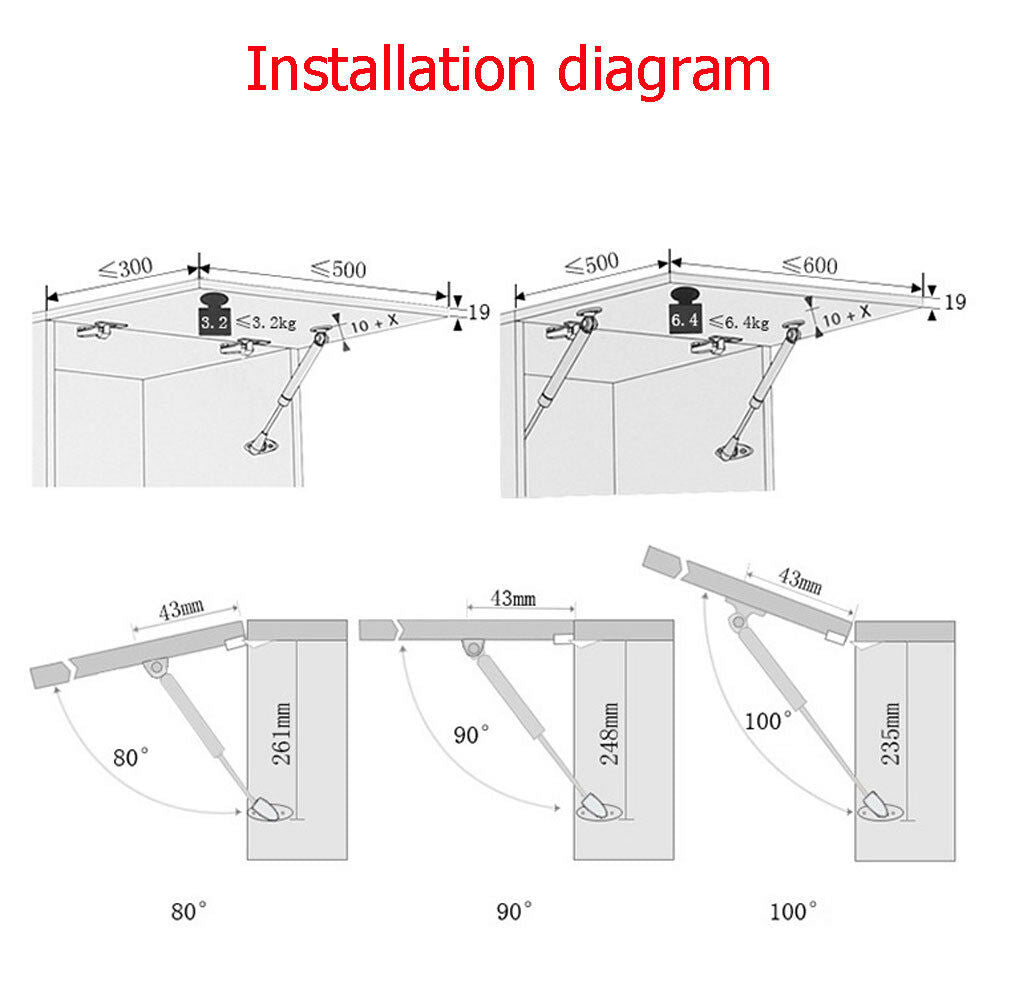 100N Cabinet Door Lift Up Pneumatic support Hydraulic Gas Spring Stay Strut