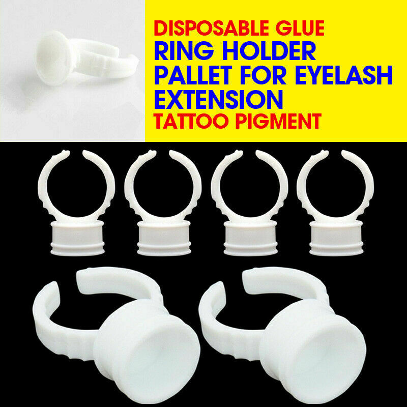 100* Disposable Glue Ring Holder Pallet Fit Eyelash Extension Tattoo Supplies
