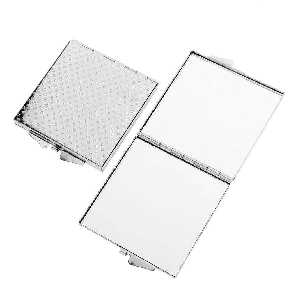 Pack of 2 Double Sides Folding Pocket-size Makeup Mirror Portable Square Compact