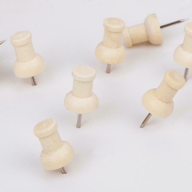 40 Pcs Wooden Thumbtack Creative Decorative Drawing Push Pins Wood Head Office