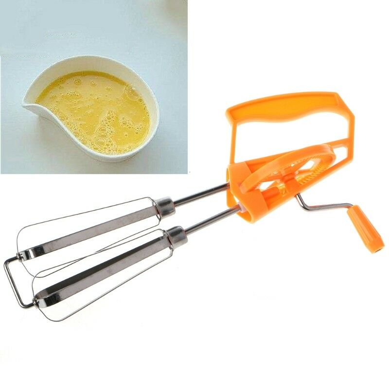 Stainless Steel Rotary Manual Hand Whisk Egg Beater Mixer Blender Kitchen Tools