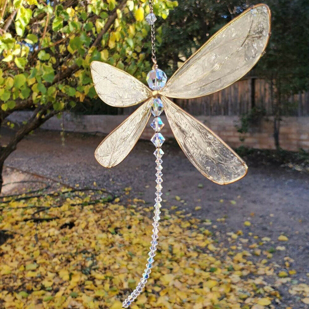 Crystal Sun Catcher Dragonfly Prism Rainbow Maker Garden Hanging Pendant Decor