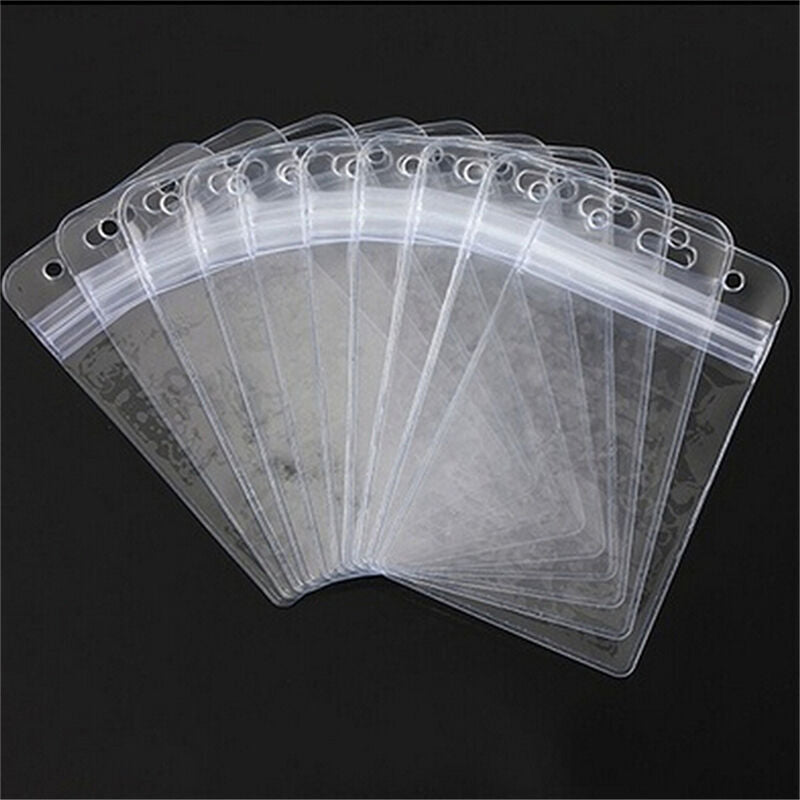 10 x Vertical Solid Vinyl Clear ID Card Badge Holder Case Cover Sleeve VQONYD Kt