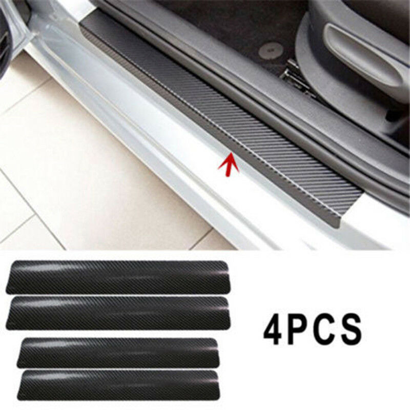 4pc Car Door Sill Scuff Carbon Fiber Stickers Welcome Pedal Protect Access.l8