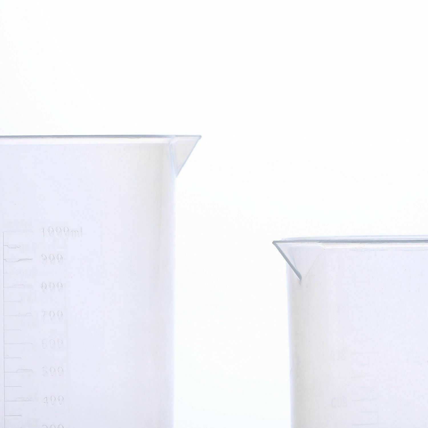 Labs Plastic Beakers Set Measuring Cups - 5 Sizes - 50, 100, 250, 500 and 1000ml
