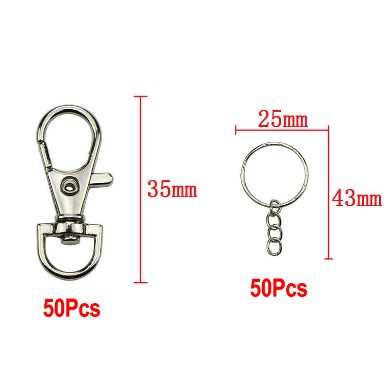100Pcs Lobster Claw Clasp Hook Keychain Key ring DIY Making Jewelry FindingDD