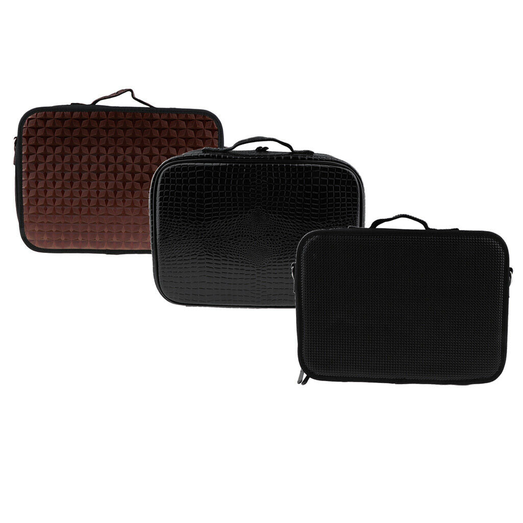 Hair Scissors/Shears Holder Case Clips,Combs PU Bag Diamond Texture Brown