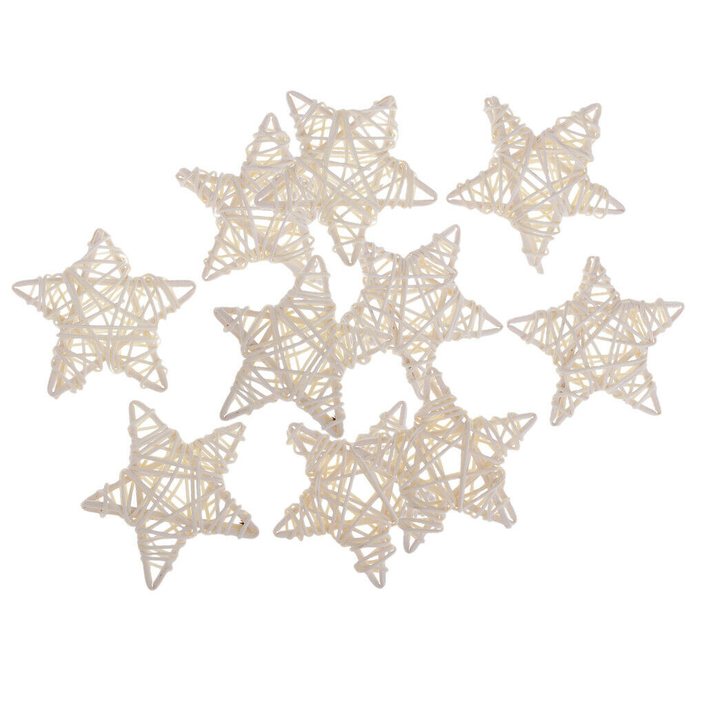 10pcs 7cm White Star Rattan Wicker Ball Christmas Tree Ornament Decorations