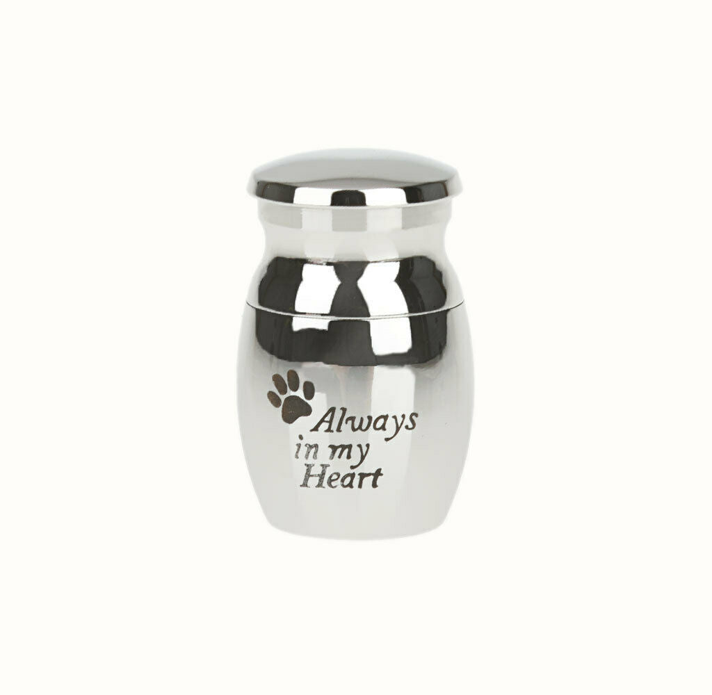 Pet Urn Mini Jar-Always In My Heart Paw Print Waterproof Stainless Steel