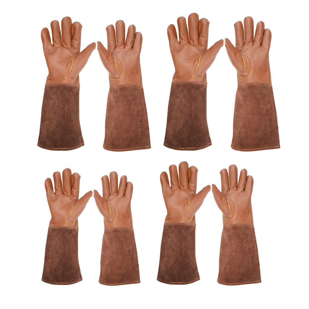 Pairs of 2 Rose Pruning Gloves Leather Gardening Gloves Work for Men S+M