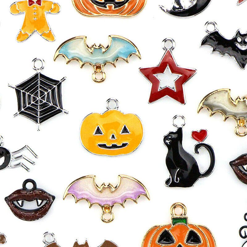 25Pcs/set Enamel Mixed Halloween Series Charms Pendant DIYJewelry Making CrafDF