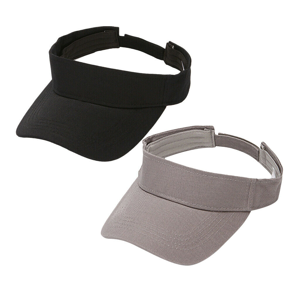 2x Pure Cotton Adjustable Sun Visor Hat Golf