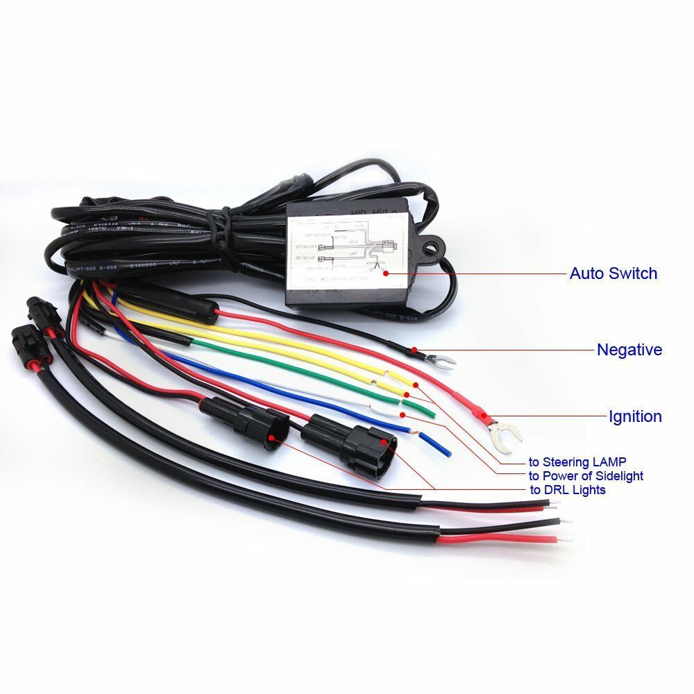 LED Daytime Running Light DRL Relay Harness Automatic On/Off Control Switch Kit