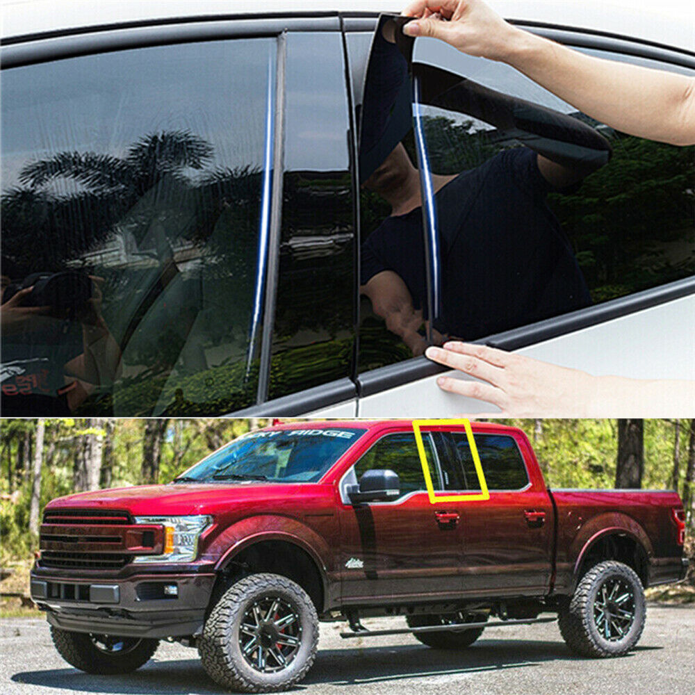 For 2015-2021 Ford F 150 F-150 (Keyless) Door Trim B Pillar Posts Cover Black 4x