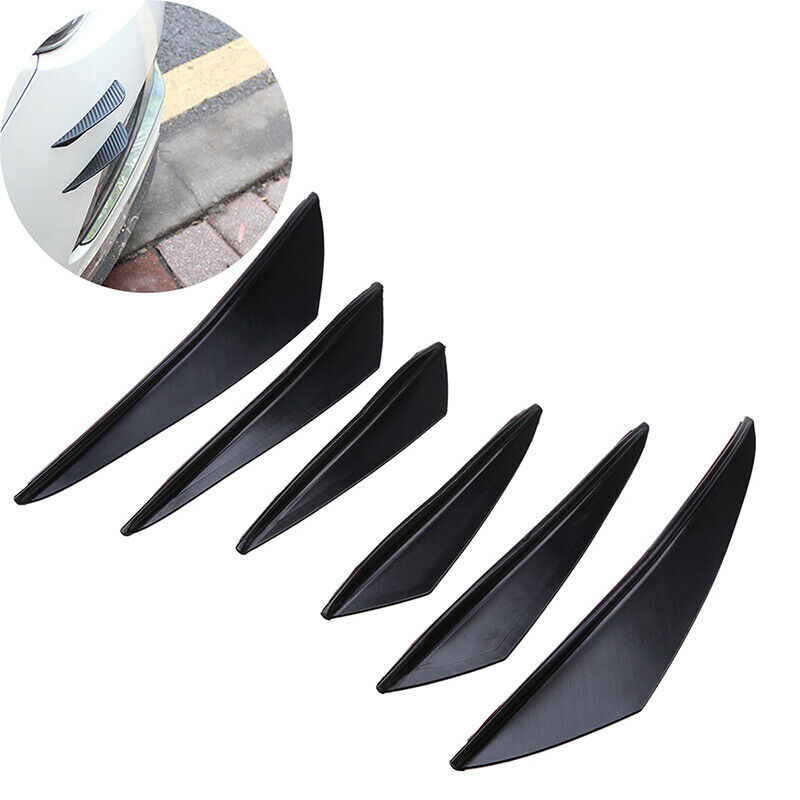 6pcs Universal Car Bumper Shark Fin Canard Splitter Diffuser Valence Spoiler Lip