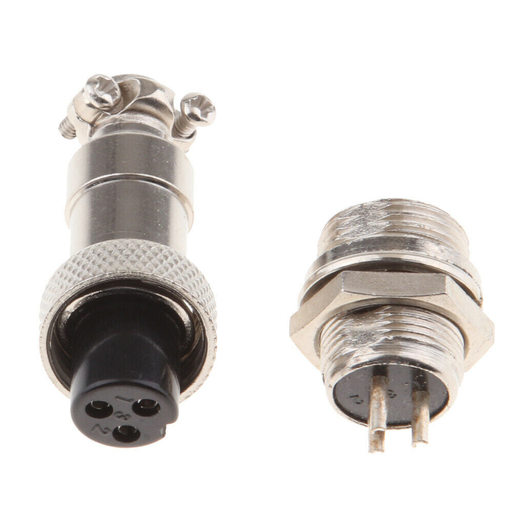 2X GX12 3Pins Aviation Pug Male & Female Panel Metal Connector Socket