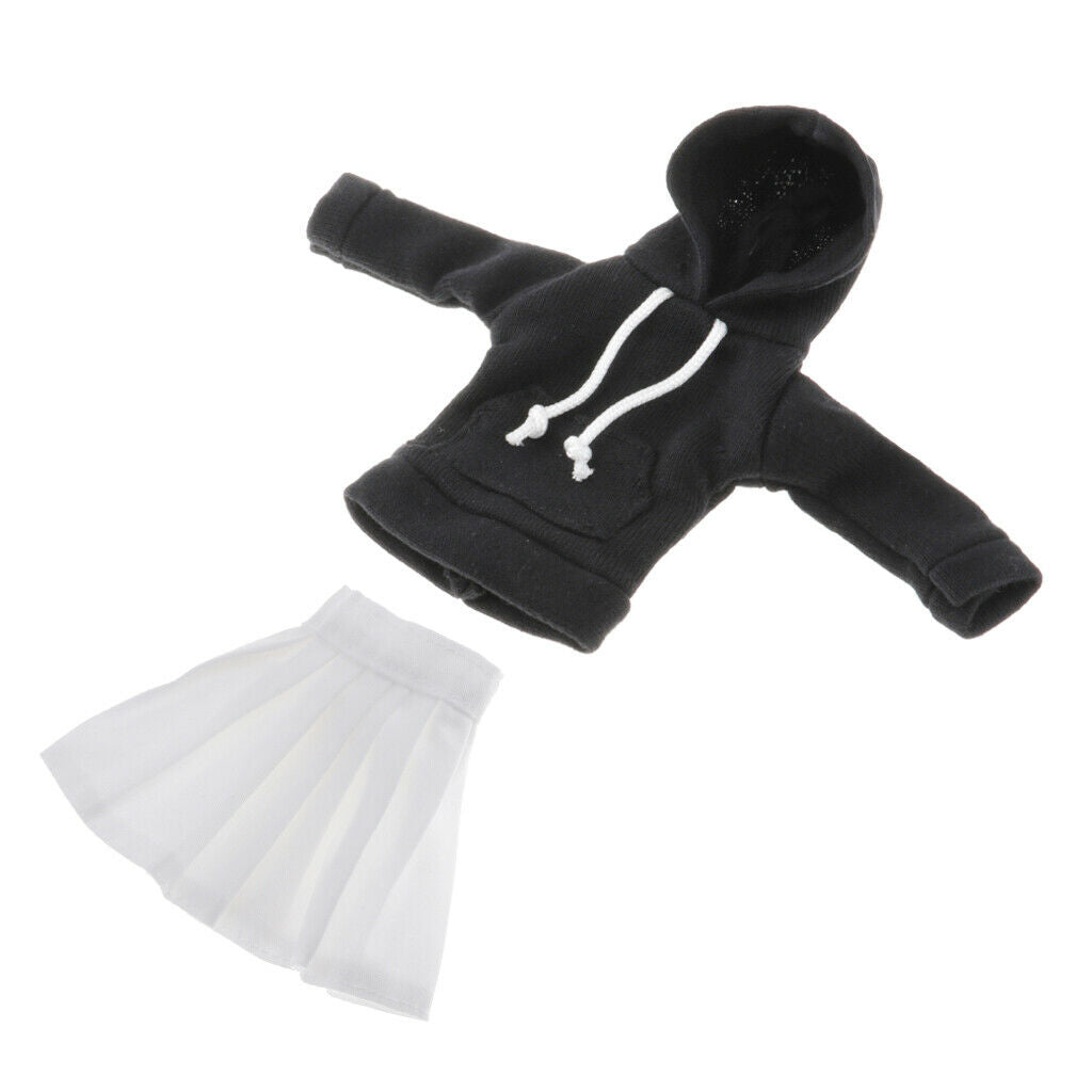 Cute BJD Costume Hoodie and White Pleated Skirt for 1/6 Dollfie SD Accs