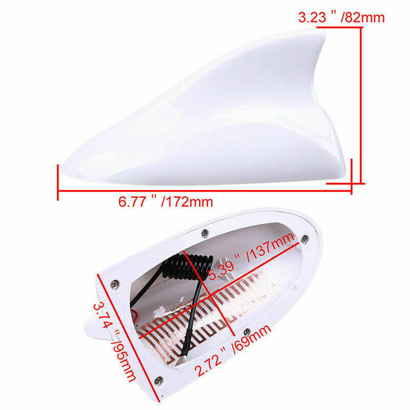 White Universal Auto Car Shark Fin Antenna Roof AM/FM Radio Signal Aerial Cover