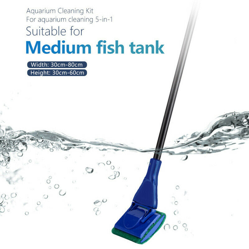 5 in 1 Aquarium Cleaning Tools Aquarium Tank Fish Net Gravel Rake Algae ScrDDAU