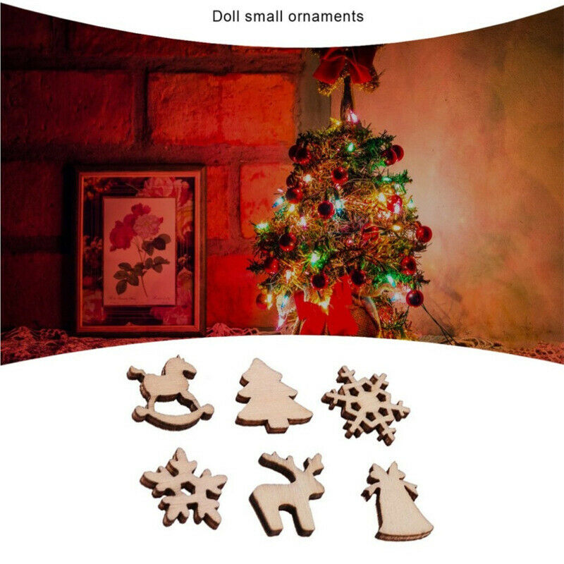 100pcs Wooden Christmas Decorations DiY Christmas Tree Ornaments Pendant SanBU