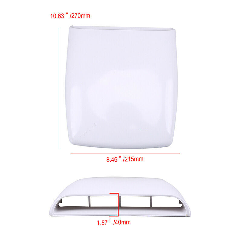 Car Auto Air Flow Intake Hood Scoop Vent Bonnet White Decor Cover Universal