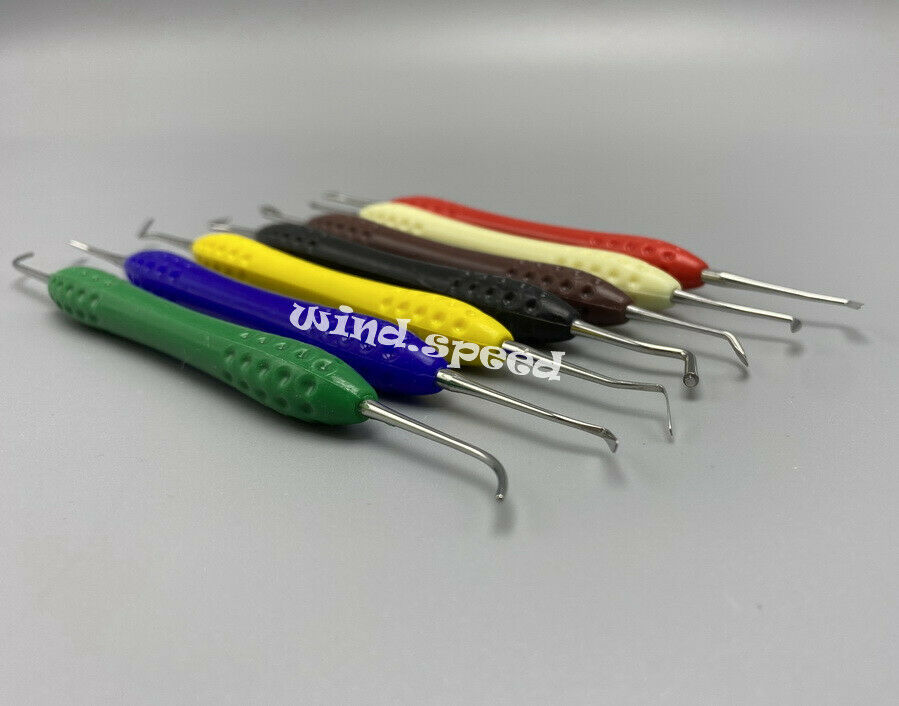 Dental Composite Filling Instruments Set of 7pcs Silicon Handle Double Ends Tool