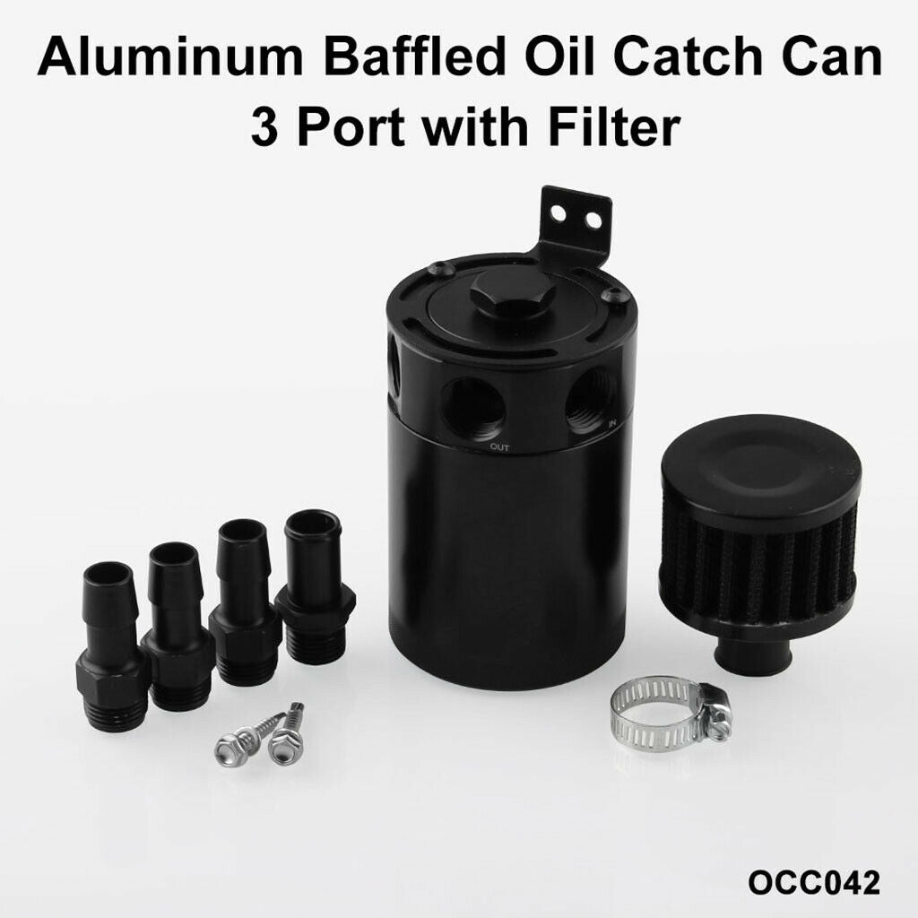 Compact Oil Separator Can/auto Engine Oil Reservoir Tank Black with Breather