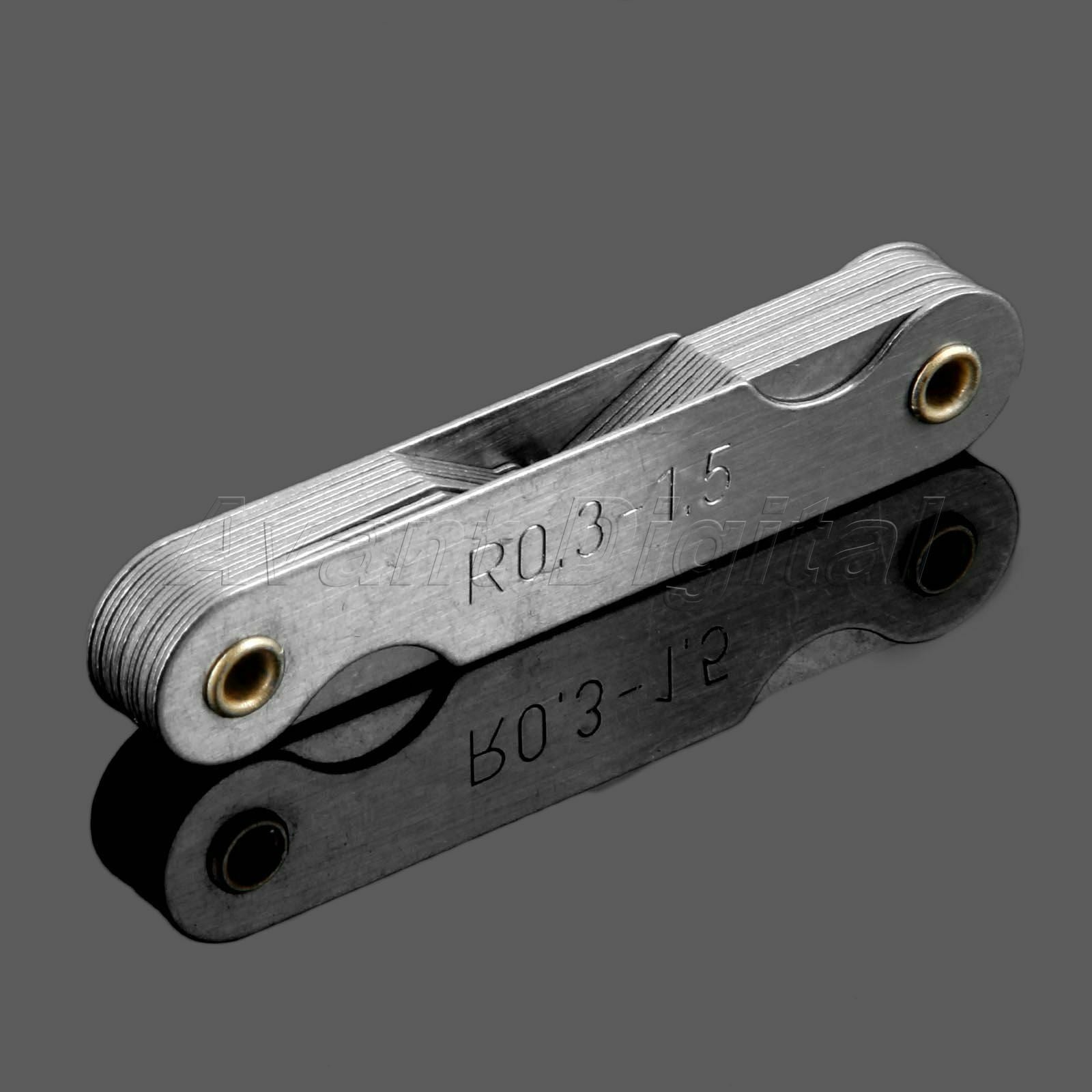 Radius Gauge Gage Fillet Set R 0.3mm to 1.5mm Standard Blade Measuring Hand Tool