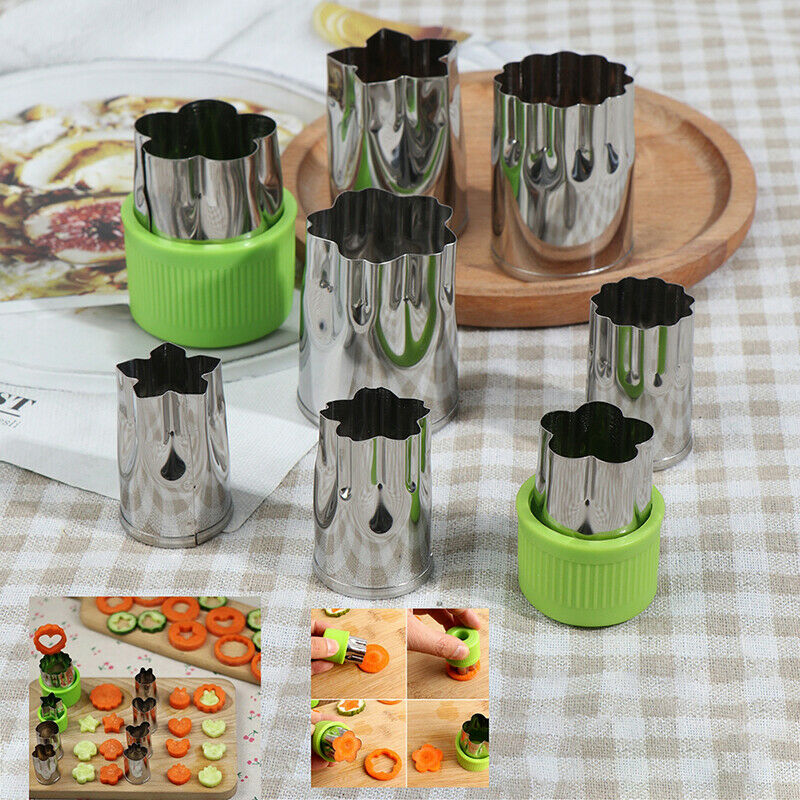 8Pcs Stainless Steel Fruit Vegetable Cutter Shapes Set Mini Cookie Slicer.l8