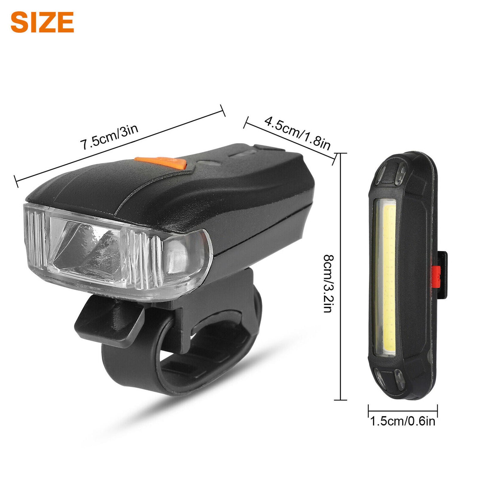 Bike Light Set Bicycle LED Headlight Taillight Front/Rear Lamp USB Rechargeable
