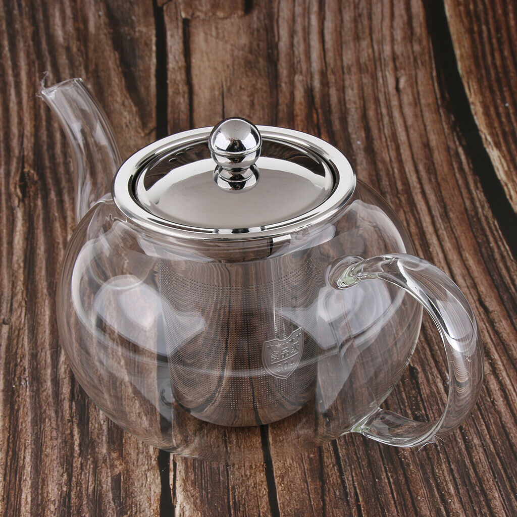 800ml Glass Teapot with Removable Infuser, Stovetop Safe Tea Kettle, Blooming