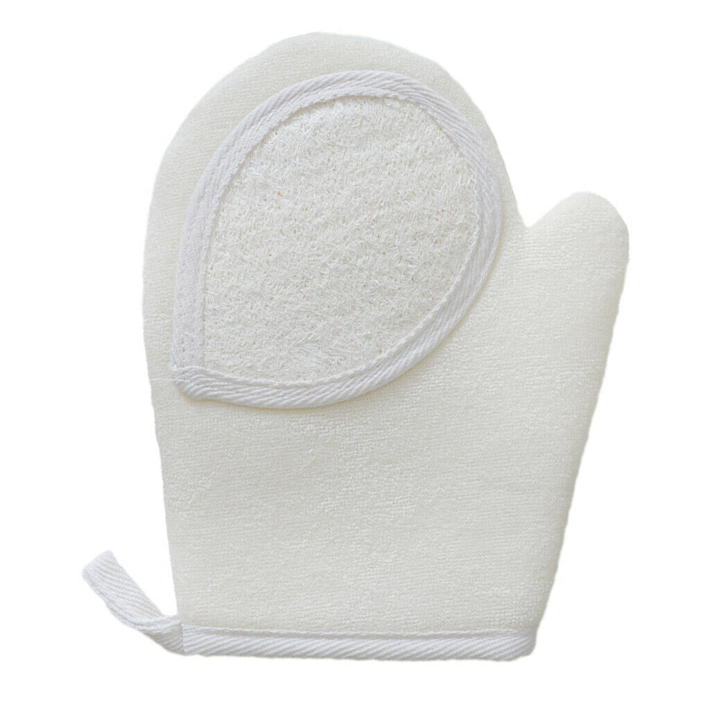 White Loofah Exfoliating Gloves Massage Shower Spa Brush Soap Arms Legs