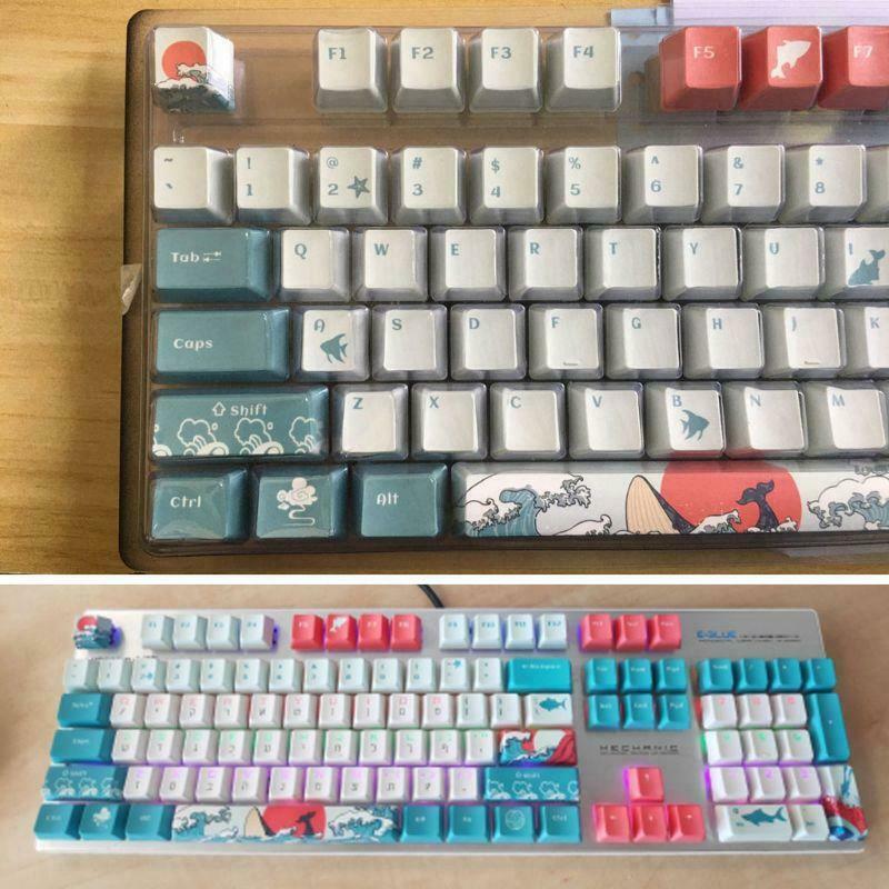 5 Sides Dye-Sublimation 108 Ukiyo-e Sea Waves Keycap Mechanical Keyboard Keycaps
