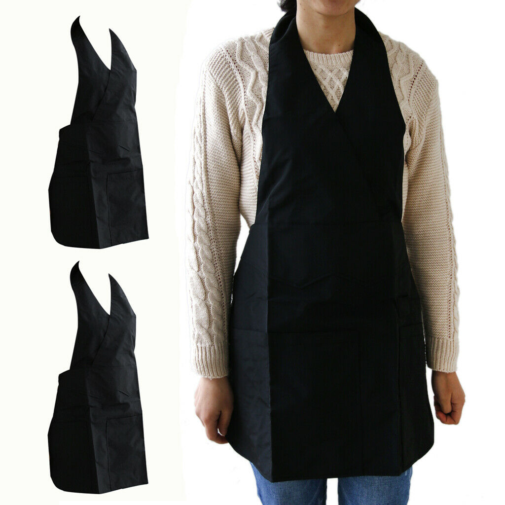 2 Pieces Pro Waterproof Cutting Cape Styling Gardening Apron Cloth Black