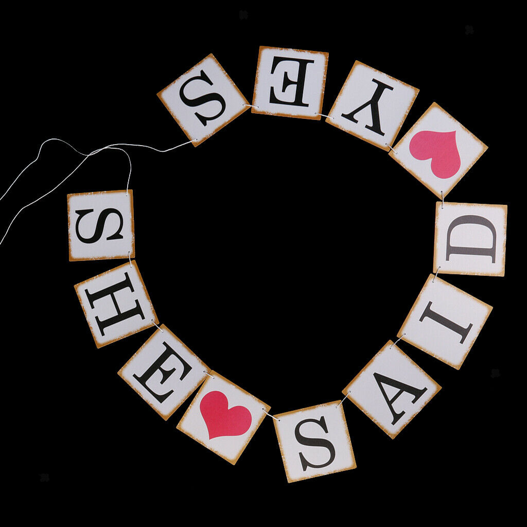 He Asked What She Said Yes. Wedding Pennants.