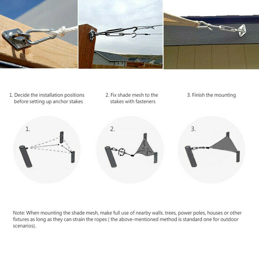 Sun Sail Shade Canopy Stainless Steel Fixing Fittings Hardware Accessory Kit