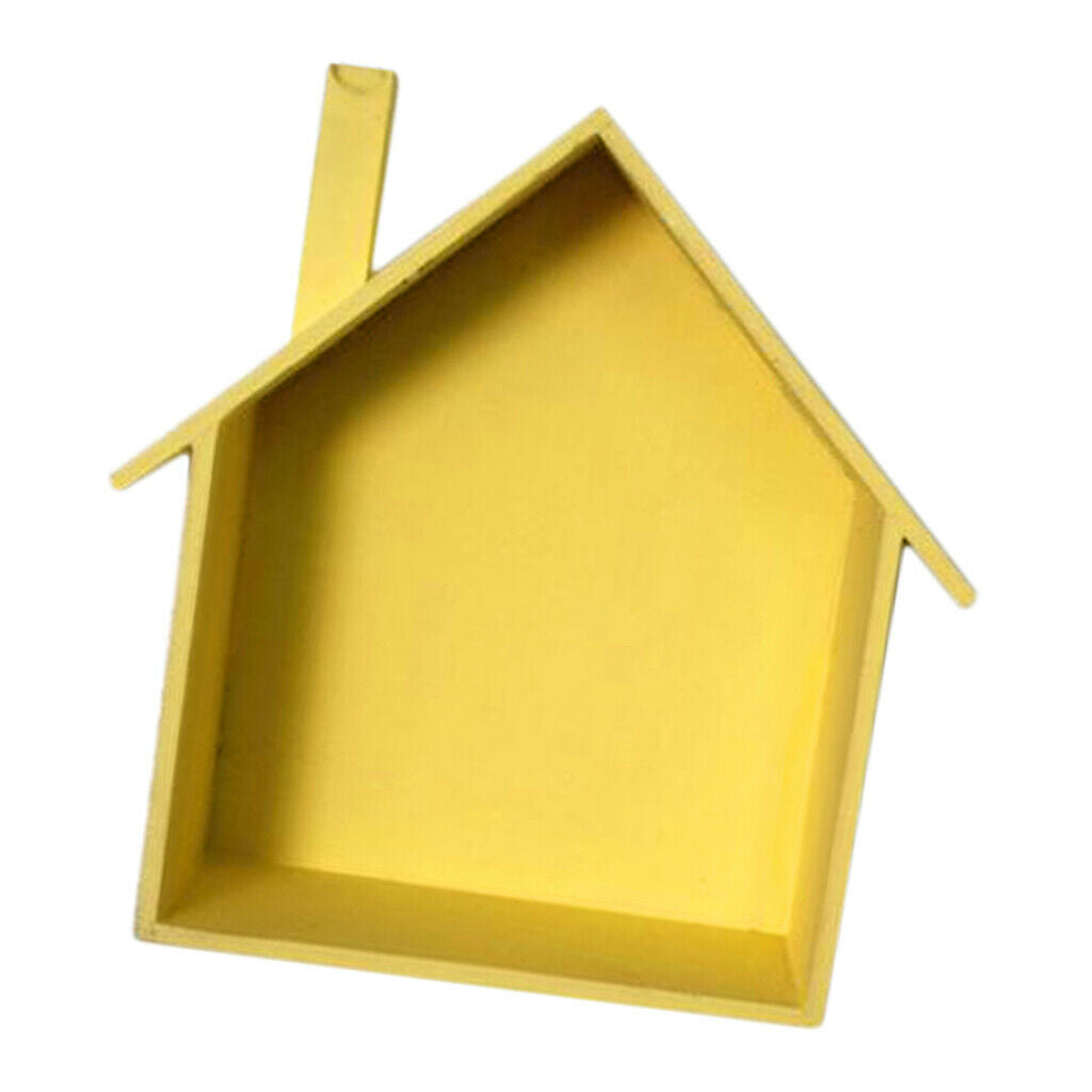 Wooden House Shaped Shelf Shelves Wood Children Bedroom Craft Decor Yellow