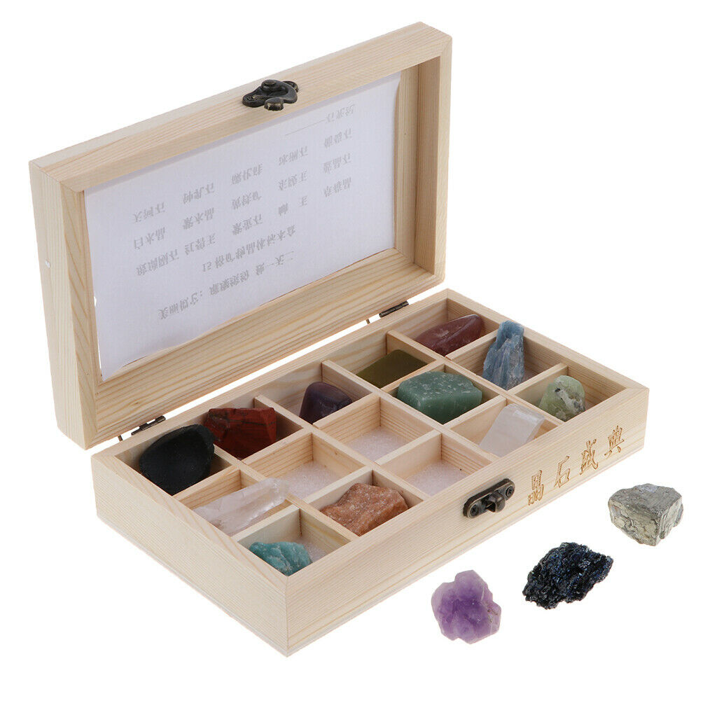 Set of 15 Drum Stones Crystal Stones Quartz Crystals Stone with Wooden Box for