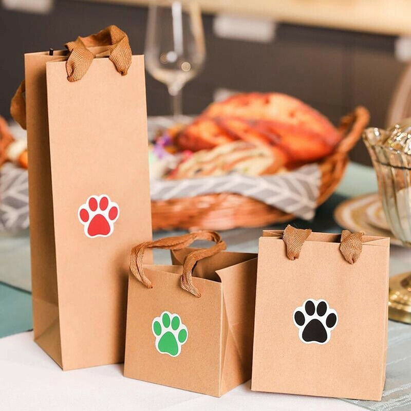 500pcs Dog Cat Bear Paw Labels Stickers of 6 Colors Sealing Label Decorat.l8