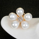 Women Alloy Simulated Pear Flower Brooch Lapel Pin Collar Tips White Jewelry