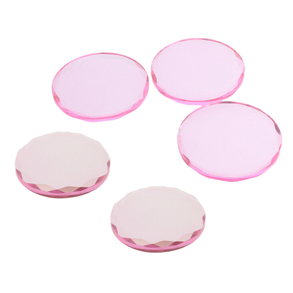 Set of 5 Pink Round Crystal Eyelash Separator Adhesive Glue Pallet Holder